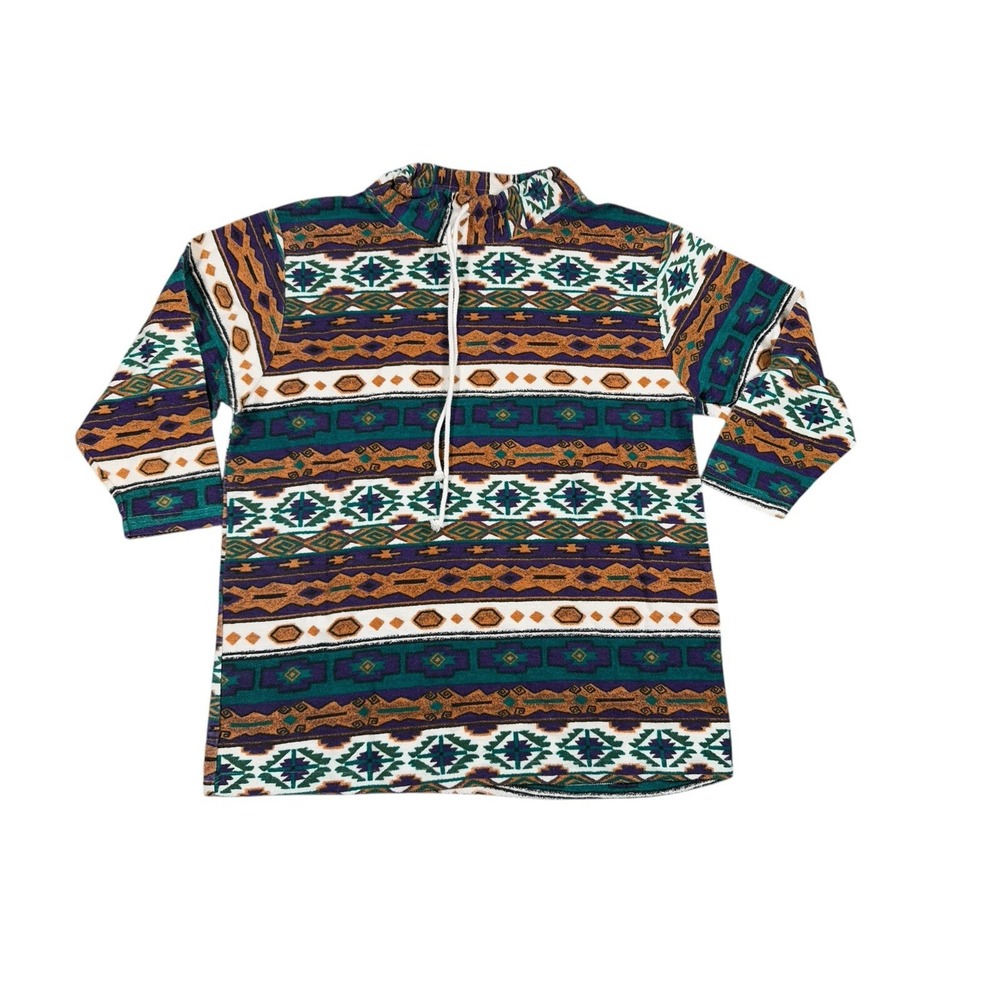 Vintage Another Name Fleece Womens Size‎ XL Aztec Geometric Pullover Long Sleeve